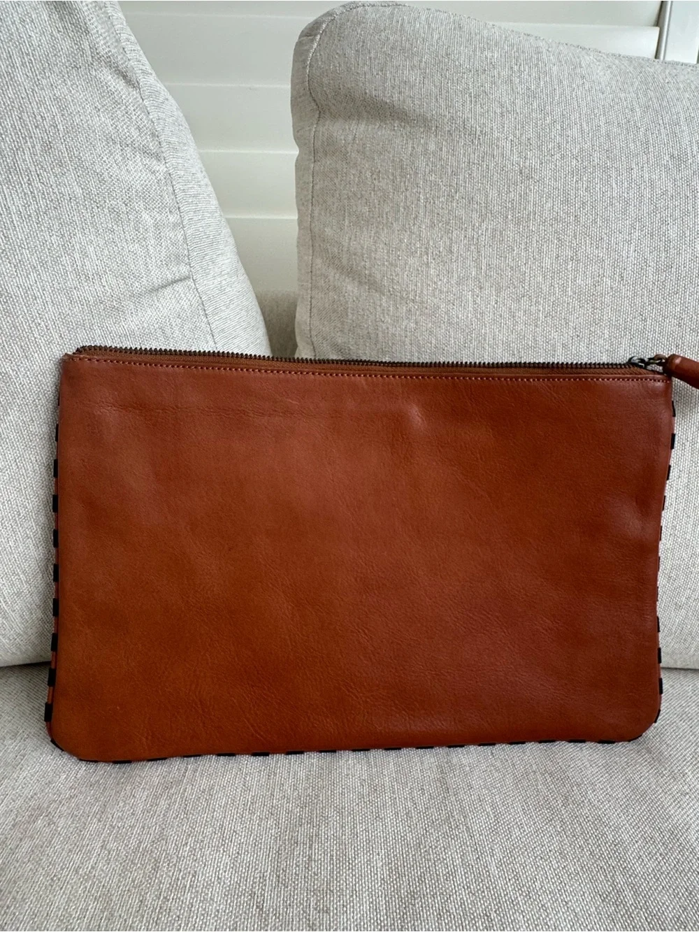 Madewell Tan Leather Zip Clutch